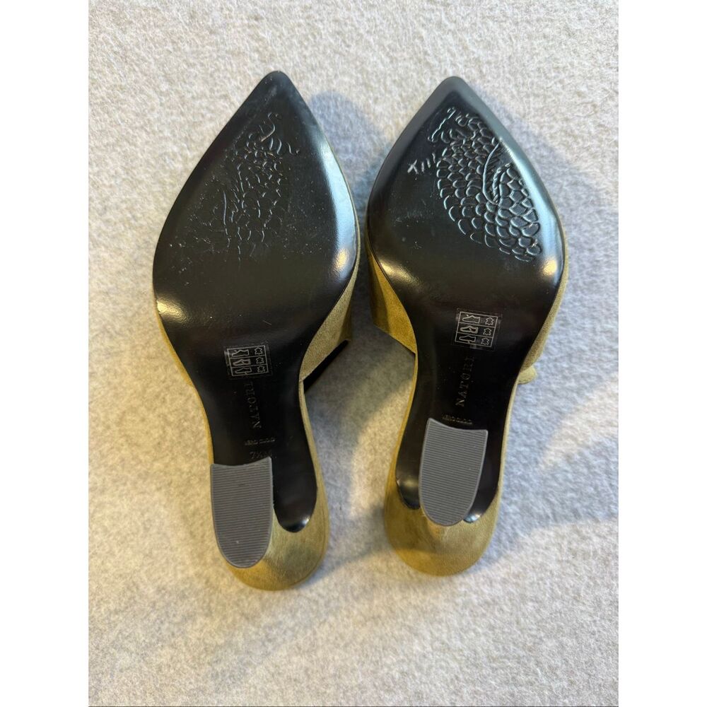 Natori Minh Suede Pointed Toe Flare Heel Mules 7.5 - Picture 6 of 7